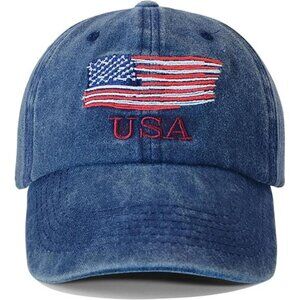 American Flag Hat for Men Women, Patriotic USA Hat Vintage Embroidery Adjustable